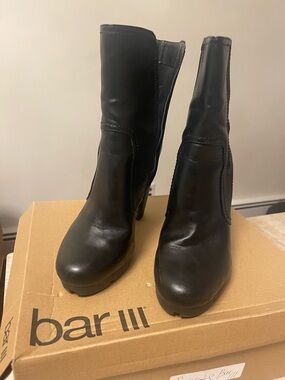 Bar III Black Platform Mid-Calf Heeled Boots